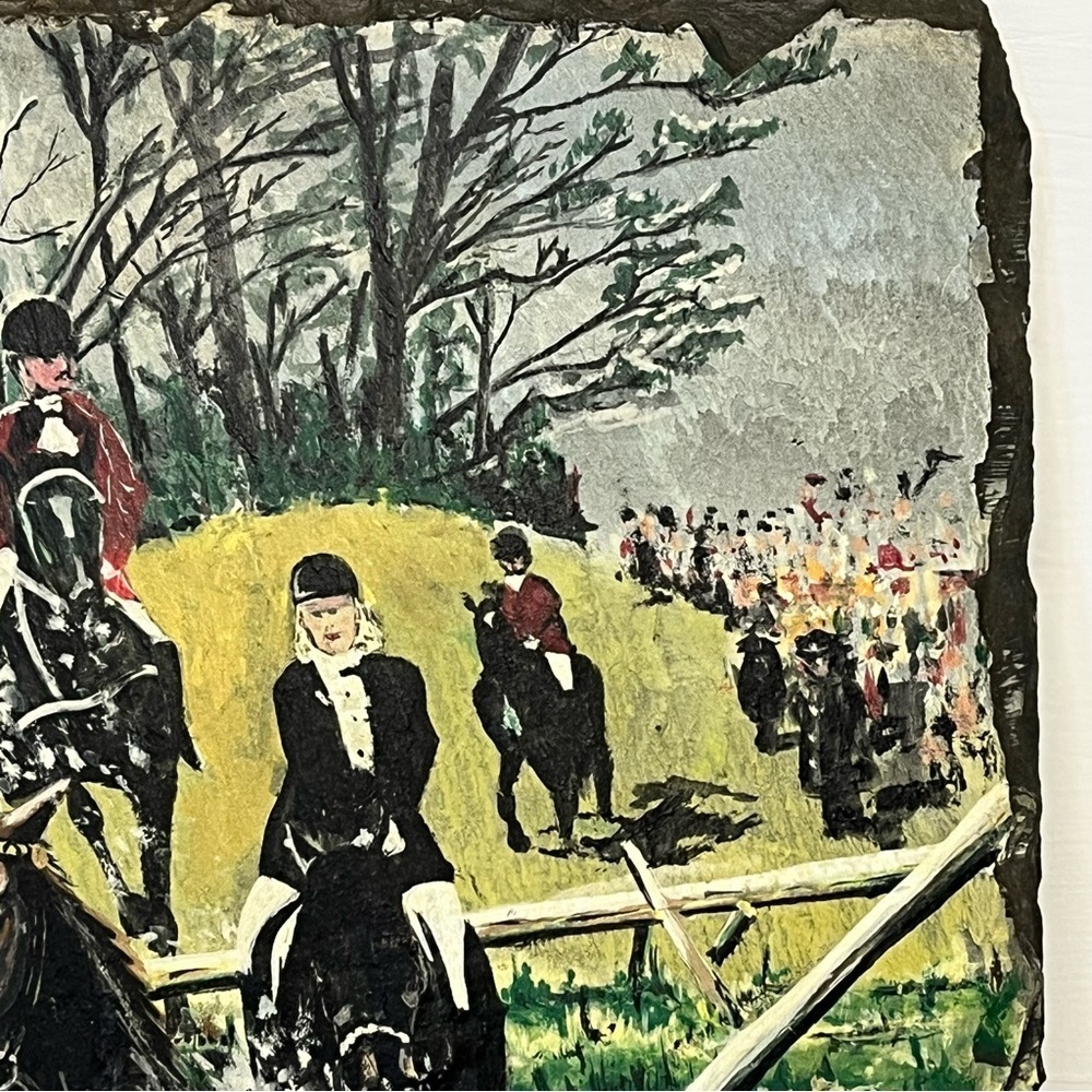Original Equestrian Art Painted on Slate - Picture 8 of 12
